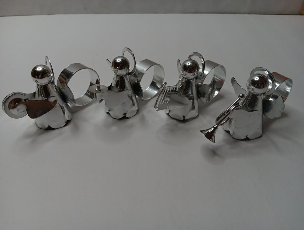 Angels Playing Instruments Napkin Rings (set of 4) Silver Color - Metal
